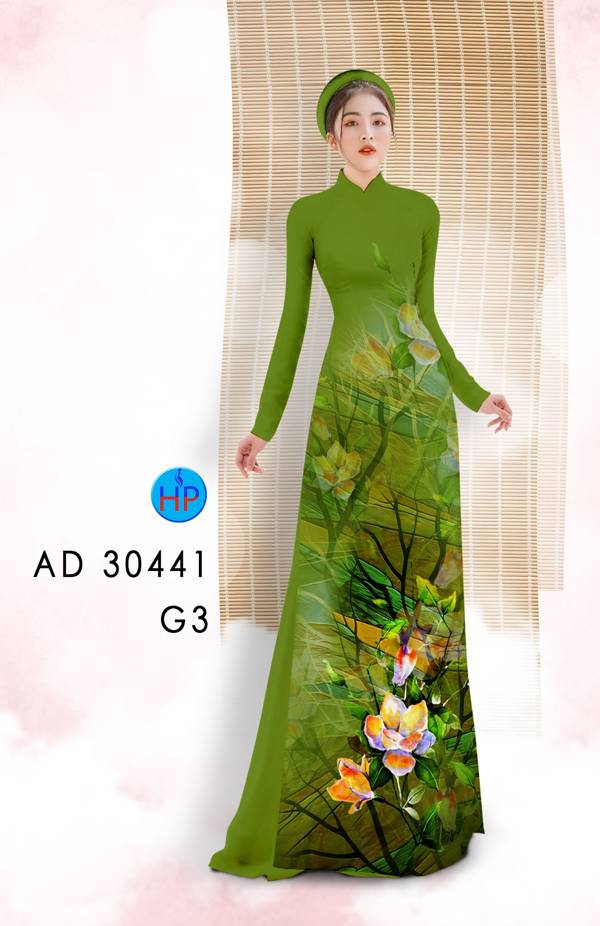 Vải Áo Dài Hoa In 3D AD 30441 15